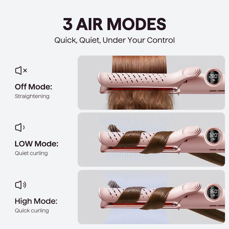 Wavytalk Whirlwind Curl, 360° Airflow Styler with 3 Air Modes & LED Display, 2-In-1 Hair Straightener and Curler with Cooling Air Vents to Lock in Style