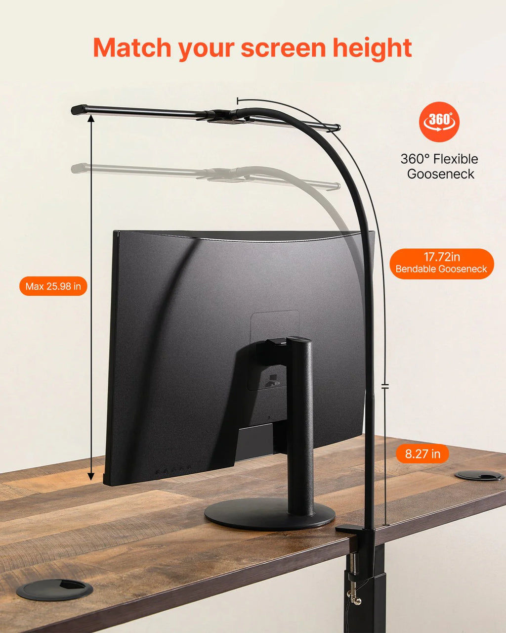 LED Desk Lamp with Clamp Double Head Desk Lamp with 360¡Ã Adjustable Gooseneck