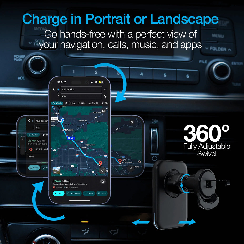Naztech Maglock CAR 15W Magnetic Wireless Fast Charging Vent Mount with Qi2