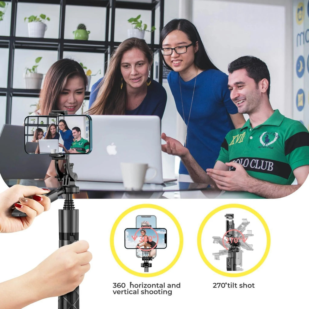 Phone Tripod 62 Selfie Stick for Iphone with Remote and 3W LED Light, Universal Mount, Phone Stand for Recording & Streaming, Tripod for Iphone & Android Phone & Gopro