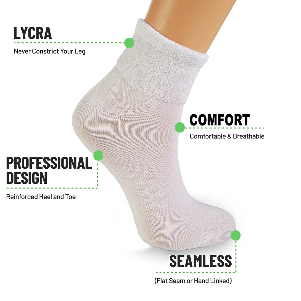 Diabetic Ankle Socks 3 Pairs Moisture-Wicking Cotton Breathable Seamless Toe