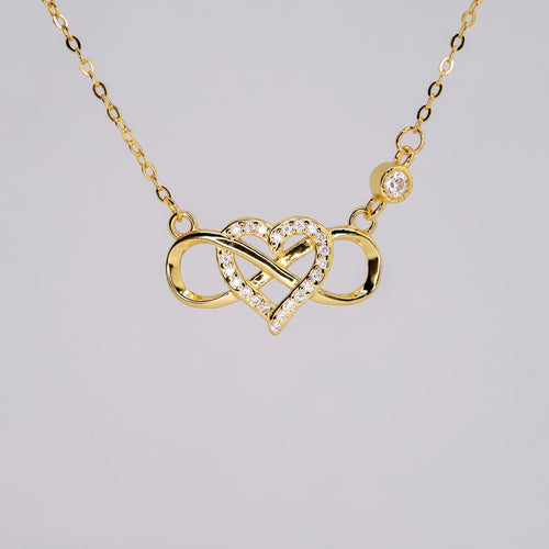 18K Gold Plated Micro Pave Heart Infinity Pendant Necklace