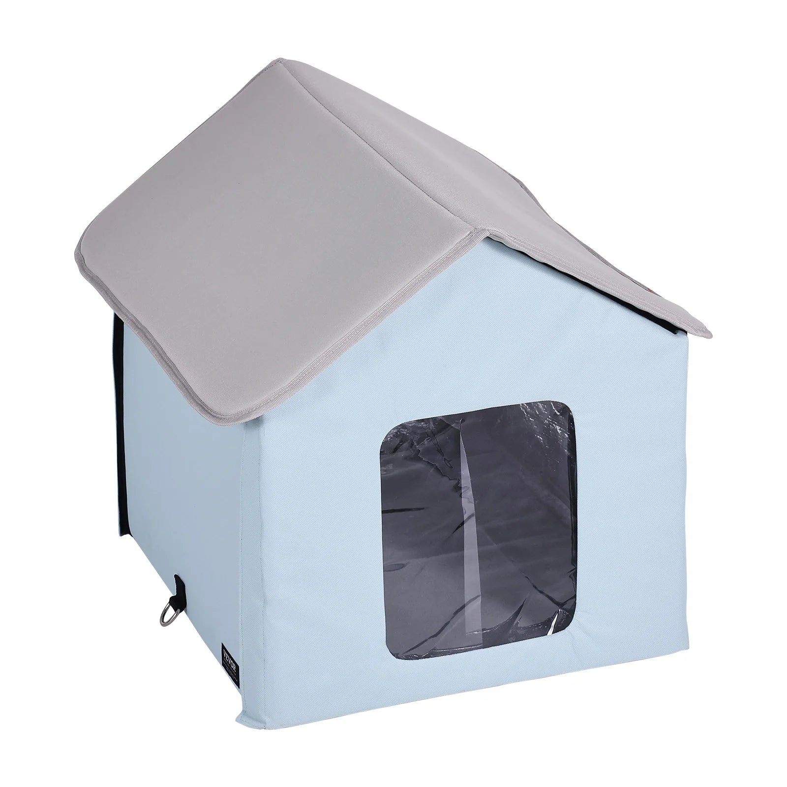 VEVOR Heated Cat House Foldable Kitty Shelter with Heated Pad Blue Small