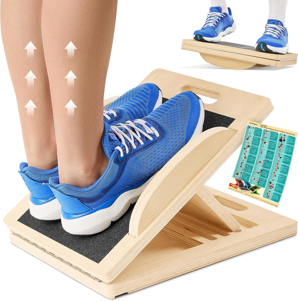 Slant Board with 6 Incline Angles - Transforms into a Balance Board - Premium Calf Stretcher and Wobble Board for Effective Calf Stretching and Squats