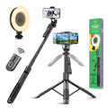Phone Tripod 62 Selfie Stick for Iphone with Remote and 3W LED Light, Universal Mount, Phone Stand for Recording & Streaming, Tripod for Iphone & Android Phone & Gopro
